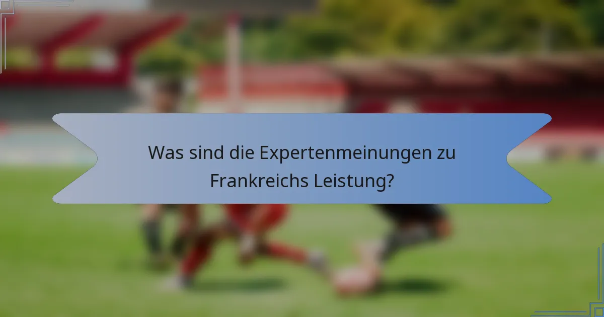 Was sind die Expertenmeinungen zu Frankreichs Leistung?