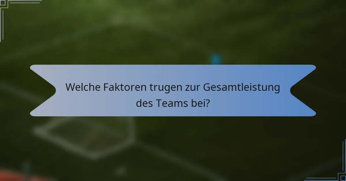 Welche Faktoren trugen zur Gesamtleistung des Teams bei?