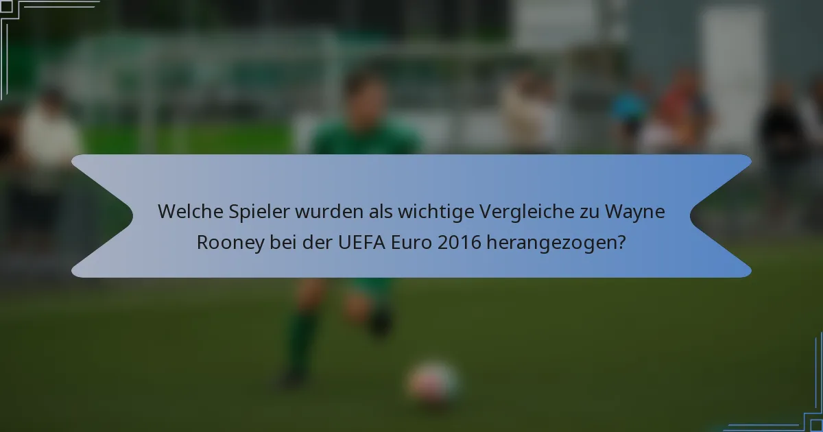 Welche Spieler wurden als wichtige Vergleiche zu Wayne Rooney bei der UEFA Euro 2016 herangezogen?