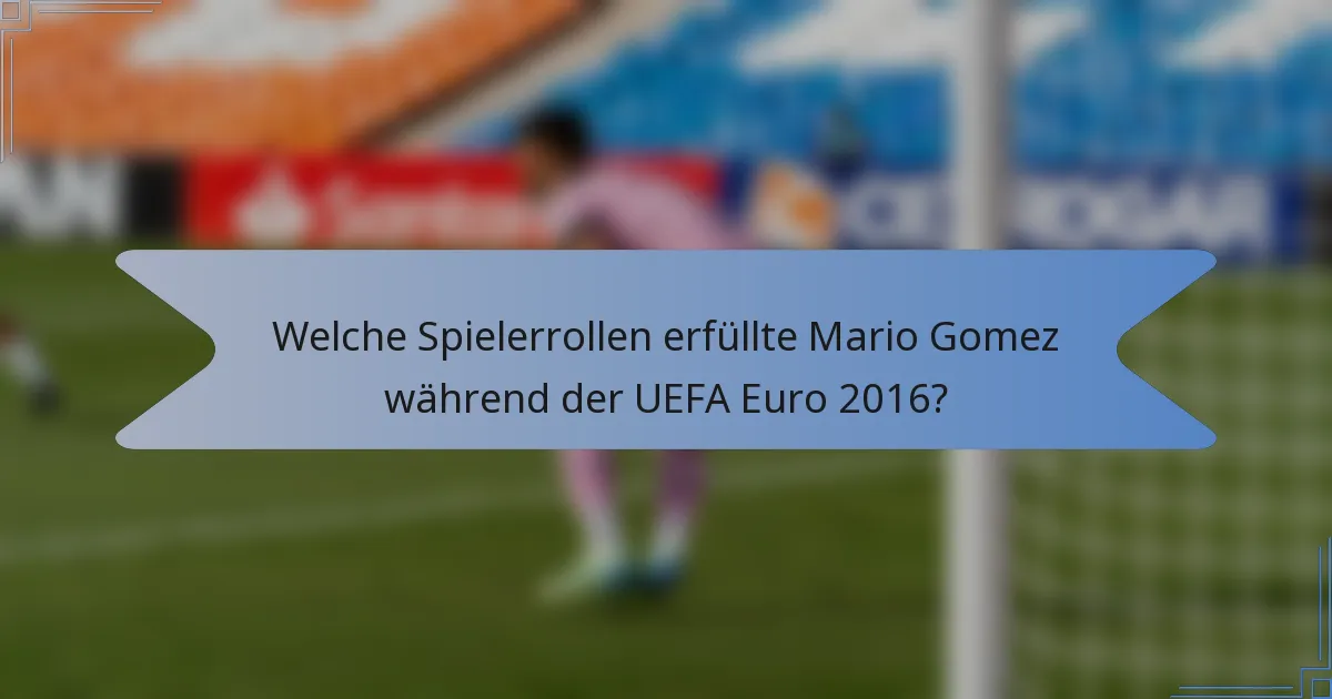 Welche Spielerrollen erfüllte Mario Gomez während der UEFA Euro 2016?