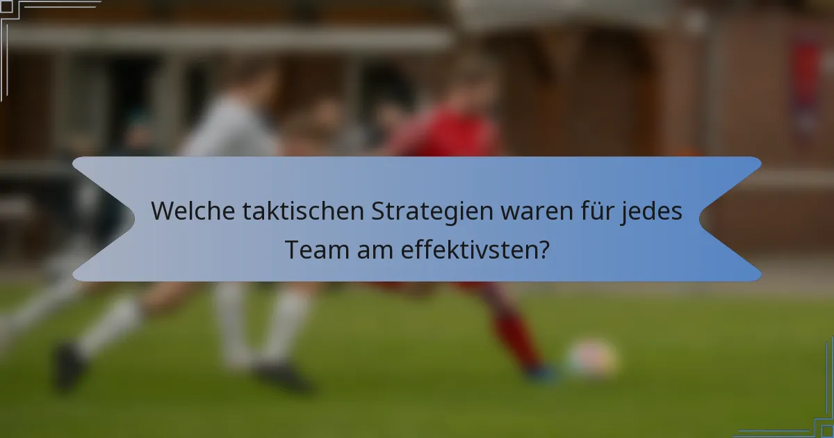 Welche taktischen Strategien waren für jedes Team am effektivsten?