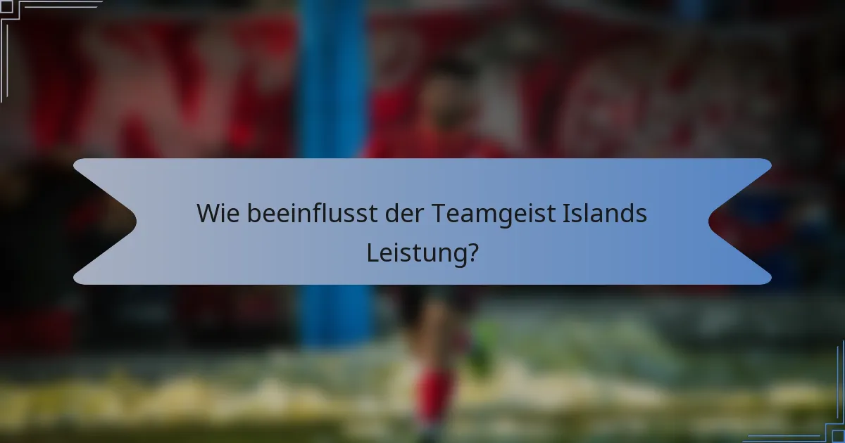 Wie beeinflusst der Teamgeist Islands Leistung?