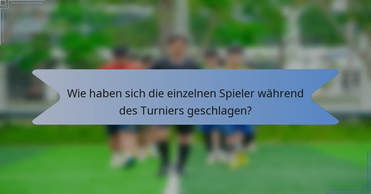 Wie haben sich die einzelnen Spieler während des Turniers geschlagen?