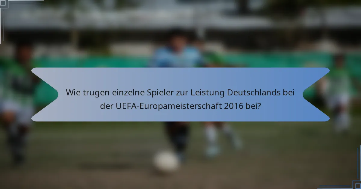 Wie trugen einzelne Spieler zur Leistung Deutschlands bei der UEFA-Europameisterschaft 2016 bei?